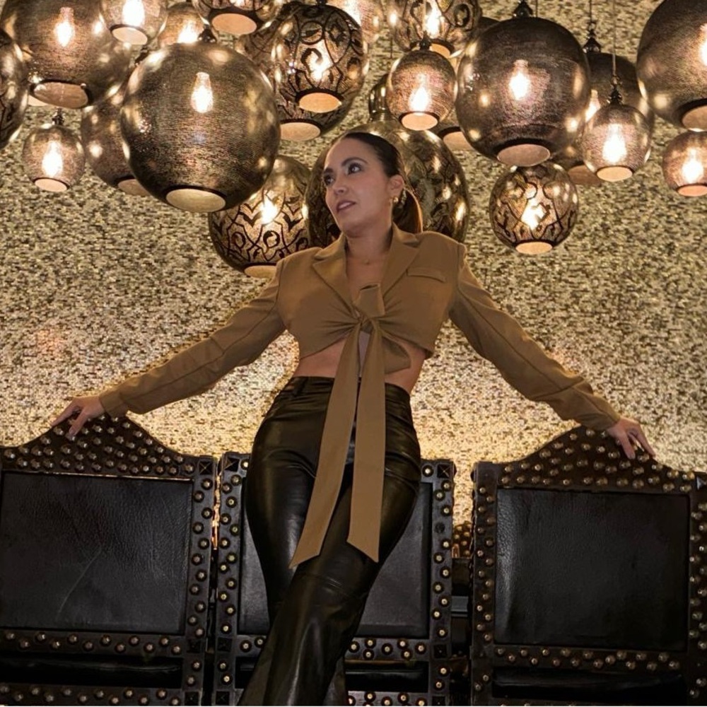 Forever 21 Brown Tie-Front Top